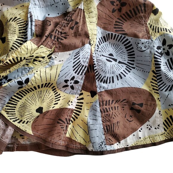 BCBG MaxAzria VTG Y2K 1990s Flared Skirt Floral Cotton Blue Brown Yellow Boho 4 - Picture 7 of 14